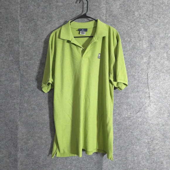 Psycho Bunny Polo Shirt Mens Green Short Sleeve Logo Casual Golf Sz 9 3XL Logo - Picture 1 of 11